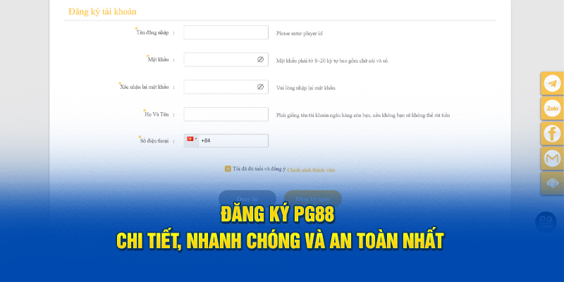 Quy trình đăng ký PG88 đơn giản nhanh chóng trải nghiệm cực đã